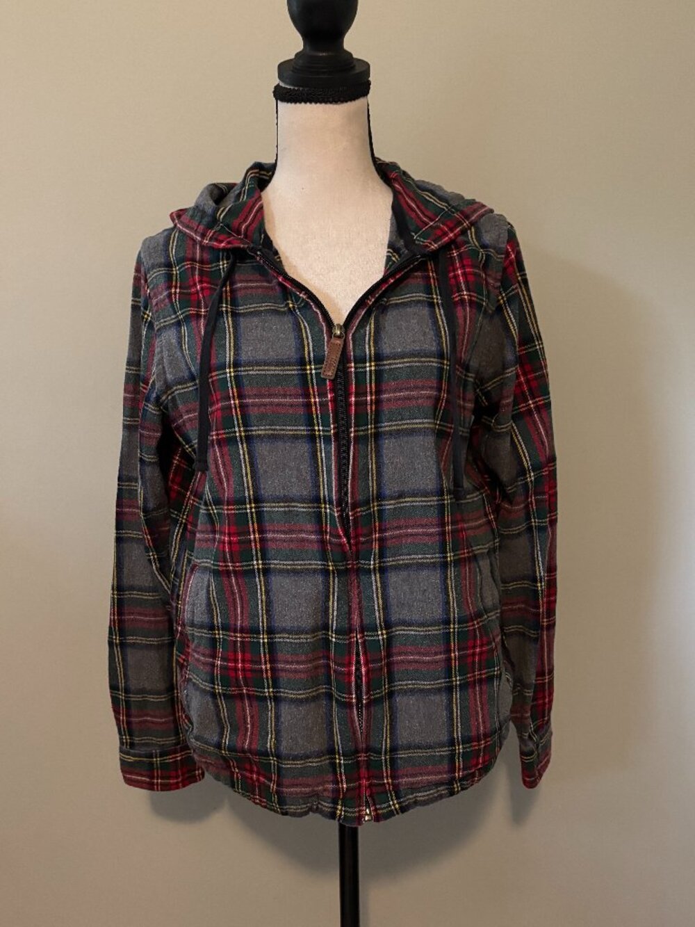 Clearance L.L.Bean Scotch Plaid Flannel Hooded Zip M Like New